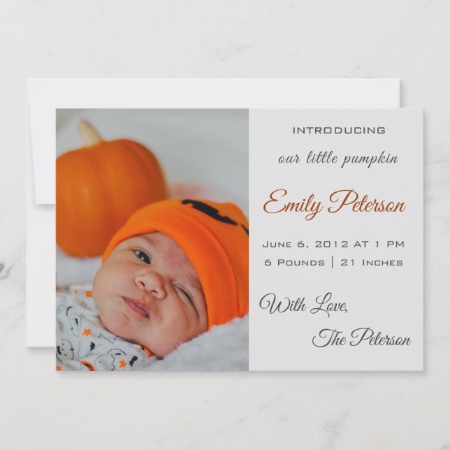 Halloween Baby Ankündigung Dusche Kürbis (Vorderseite)