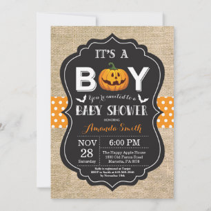 Halloween Baby Boy Shower Einladungskarte Burlap