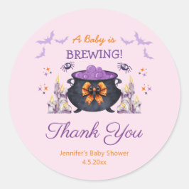 halloween baby brauen baby dusche danke pink runder aufkleber