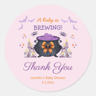 halloween baby brauen baby dusche danke pink runder aufkleber