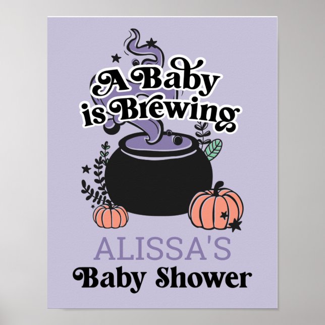 Halloween Baby Brewing Baby Dusche Begrüßungszeich Poster (Vorne)