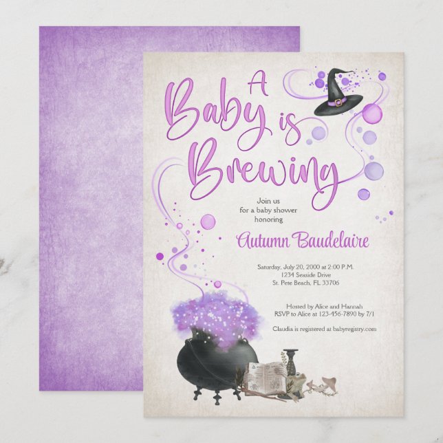 Halloween Baby Brewing Dusche Einladung (Vorne/Hinten)