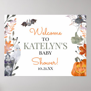 Halloween Baby Dusche Begrüßungszeichen Poster