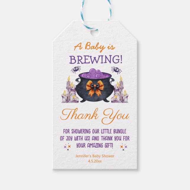 halloween baby dusche brauen danke niedlich geschenkanhänger (Vorderseite)