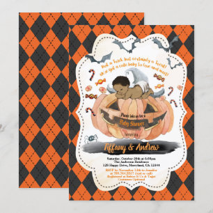 Halloween Baby Dusche Kürbis unangenehm Einladung