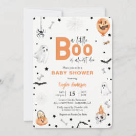 Halloween Baby Dusche Little Boo Orange Einladung