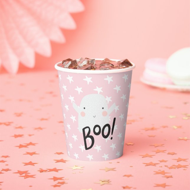 Halloween Baby Dusche Niedlich Ghost Pink Pappbecher (Insitu)