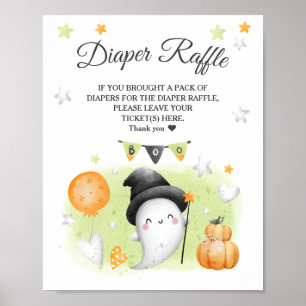 Halloween Baby Dusche Windeln Raffelzeichen Poster