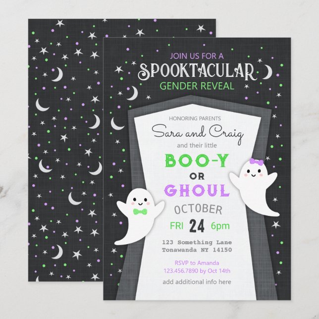 Halloween-Baby-Gender-Einladung Einladung (Vorne/Hinten)