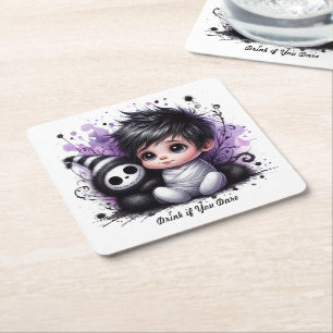 Halloween-Baby-Party – Lila Gothic Baby Rechteckiger Pappuntersetzer