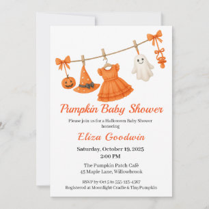 Halloween-Baby-Party Mädchen Kleine Hexe Kürbis Einladung