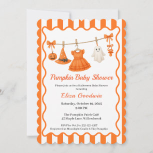 Halloween-Baby-Party Mädchen   Kleine Hexe Kürbis Einladung
