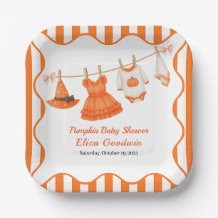 Halloween-Baby-Party Mädchen   Kleine Hexen-Kürbis Pappteller
