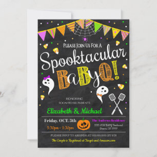 Halloween Baby-Q Gender Reveal Party Einladung