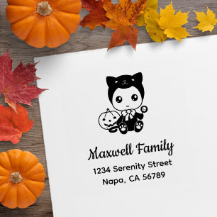 Halloween-Baby-Schwarze-Katzen-Kostüm-Familienadre Gummistempel