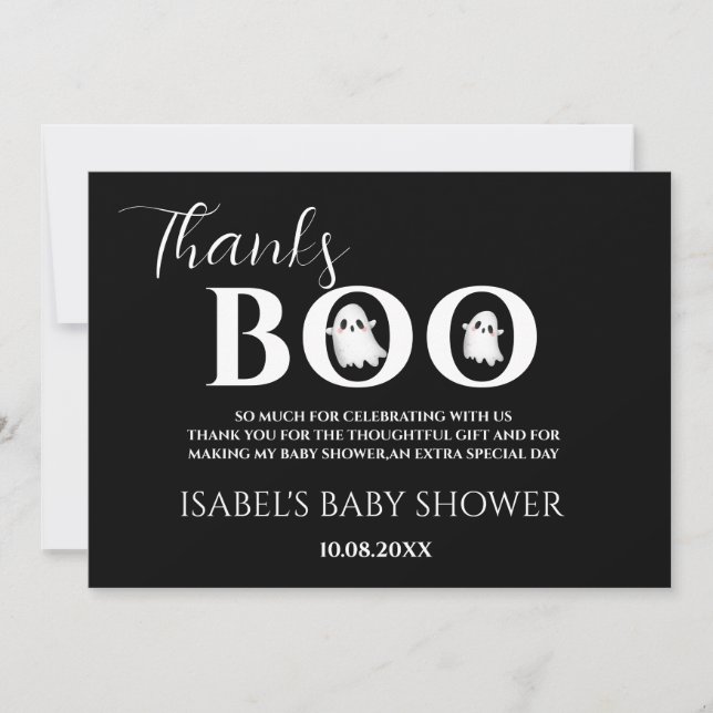 Halloween Baby Shower A Little Boo Thank You Card Dankeskarte (Vorderseite)