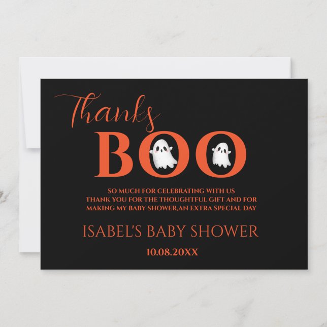 Halloween Baby Shower A Little Boo Thank You Card Dankeskarte (Vorderseite)