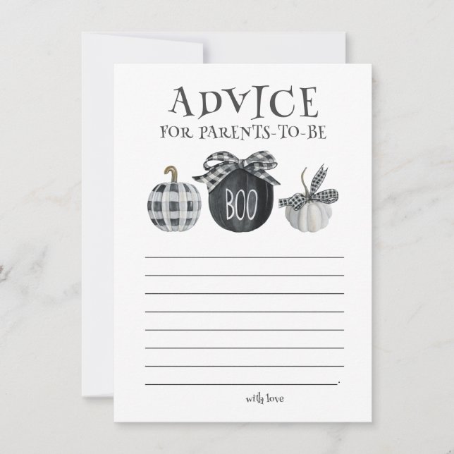 Halloween Baby Shower Advice für zukünftige Eltern Mitteilungskarte (Vorderseite)
