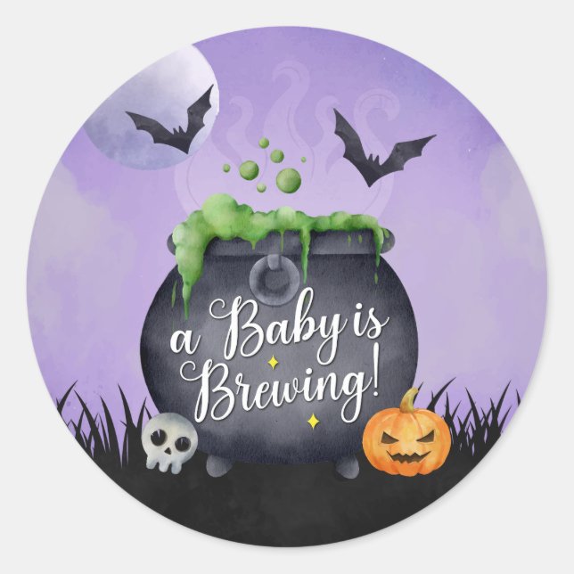 Halloween Baby Shower Baby ist Brausticker Runder Aufkleber (Vorderseite)