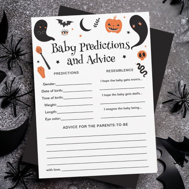 Halloween Baby Shower Baby Predications Game Card Einladung (Von Creator hochgeladen)