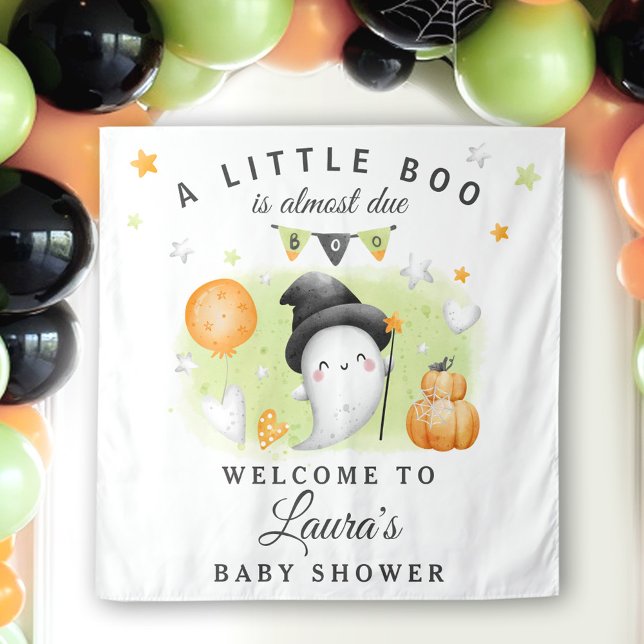 Halloween Baby Shower Begrüßungsband Wandteppich (Halloween Baby Shower Welcome Sign Tapestry)