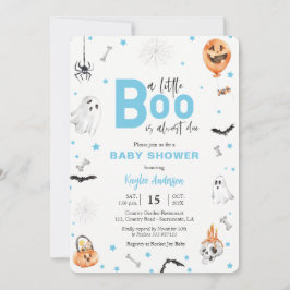 Halloween Baby Shower Blue Ghost Boy Einladung