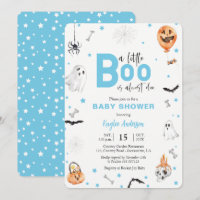 Halloween Baby Shower Blue Ghost Boy Einladung