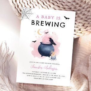 Halloween Baby Shower Ein Baby wird brauen Einladung
