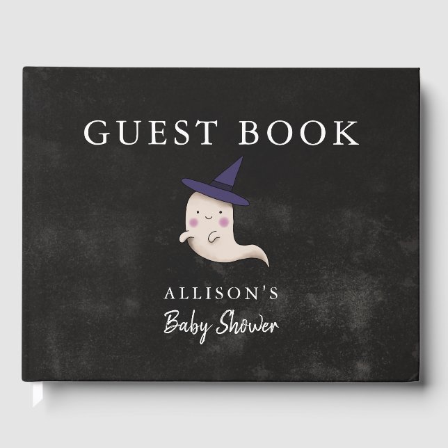 Halloween Baby Shower Girl Ghost Gästebuch (Vorderseite)