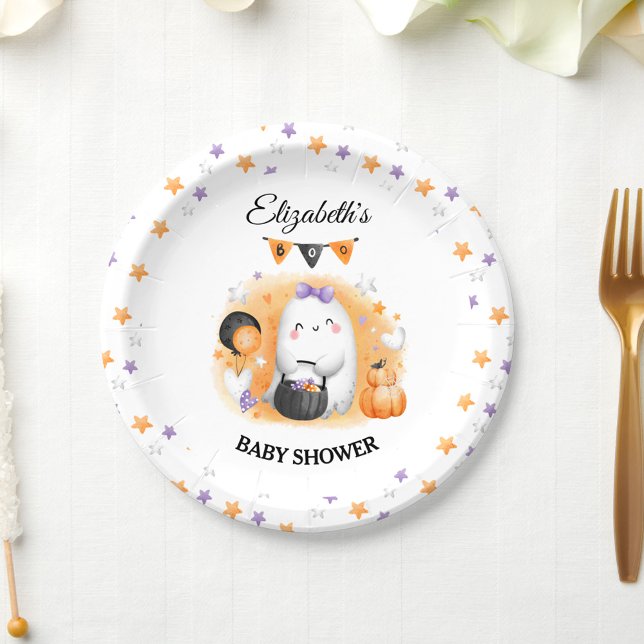 Halloween Baby Shower Girl Little Boo Pappteller (Halloween Baby Shower Girl Little Boo Paper Plates)