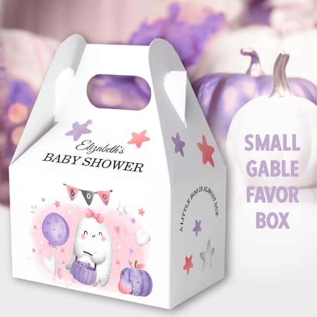 Halloween Baby Shower Girl Niedlich Gefallen Box Geschenkschachtel (Pink Boo Halloween Small Gable Favor Boxes - You can choose from 3 sizes of these gable favor boxes)