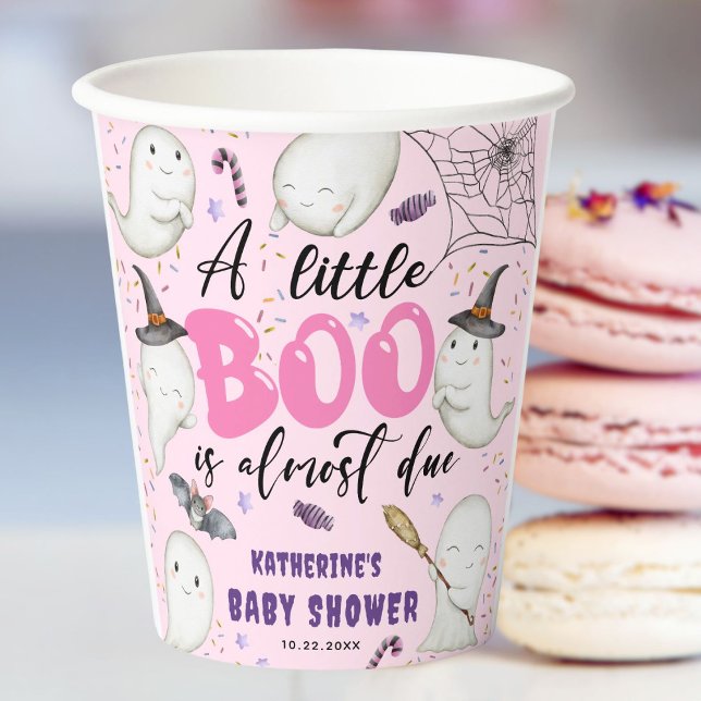 Halloween Baby Shower Girl Pink Little Boo Ghost Pappbecher (Von Creator hochgeladen)