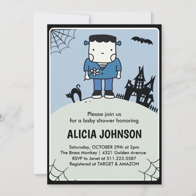 Halloween baby shower invitation Octobre migre (Devant)