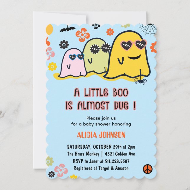 Halloween Baby Shower Invitations Cute boo (Devant)