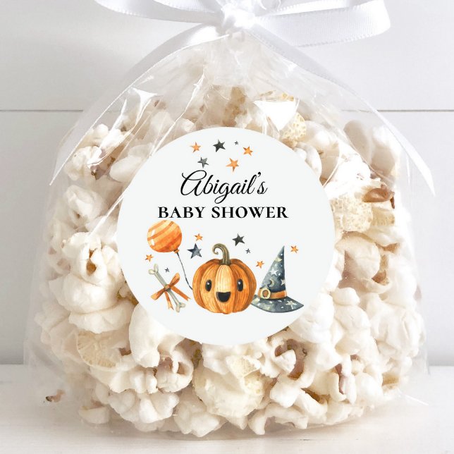 Halloween Baby Shower Little Boo ist ein Fälligkei Runder Aufkleber (Von Creator hochgeladen)