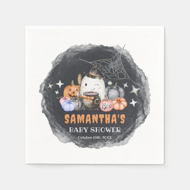 Halloween Baby Shower Little Boo Pumpkin Paper Serviette (Vorderseite)