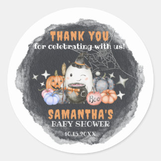 Halloween Baby Shower Little Boo Pumpkin Vielen Da Runder Aufkleber