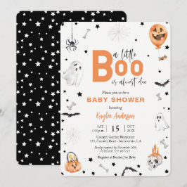 Halloween Baby Shower Little Boo Schwarze Einladun Einladung