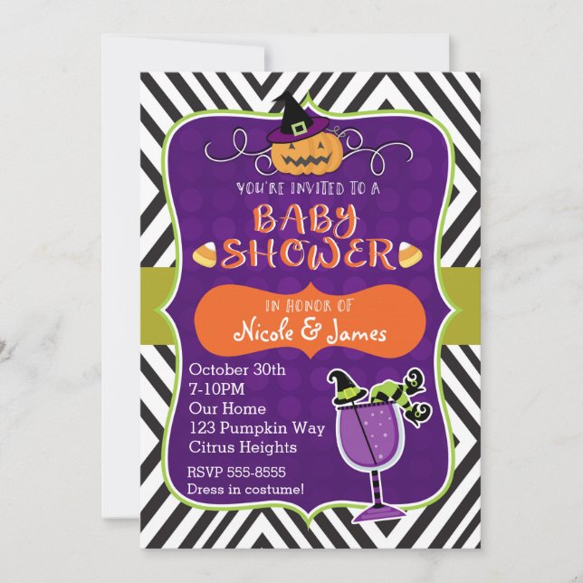 Halloween BABY SHOWER mignon Invitation moderne (Devant)