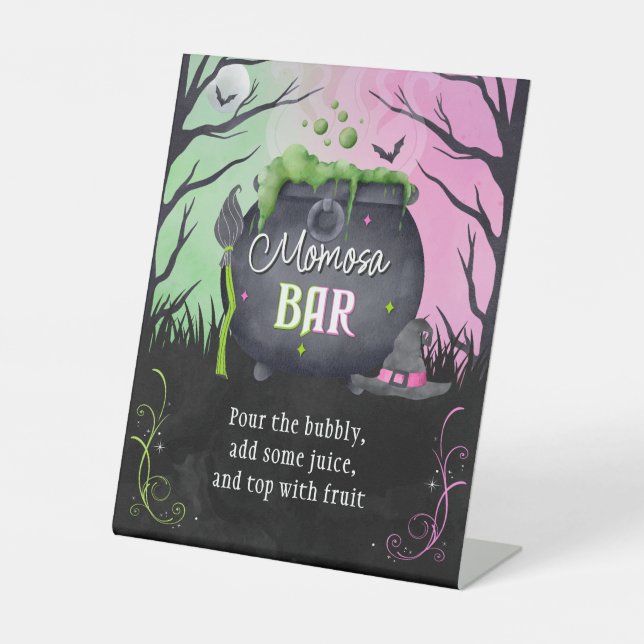 Halloween Baby Shower Momosa Bar Pedestal Sign Sockelschild (Vorderseite)