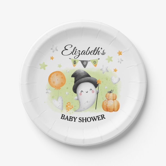 Halloween Baby Shower Paper Teller ein wenig Boo (Vorderseite)