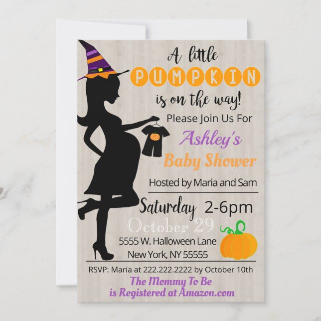 Halloween Baby Shower Party Einladung (Vorderseite)
