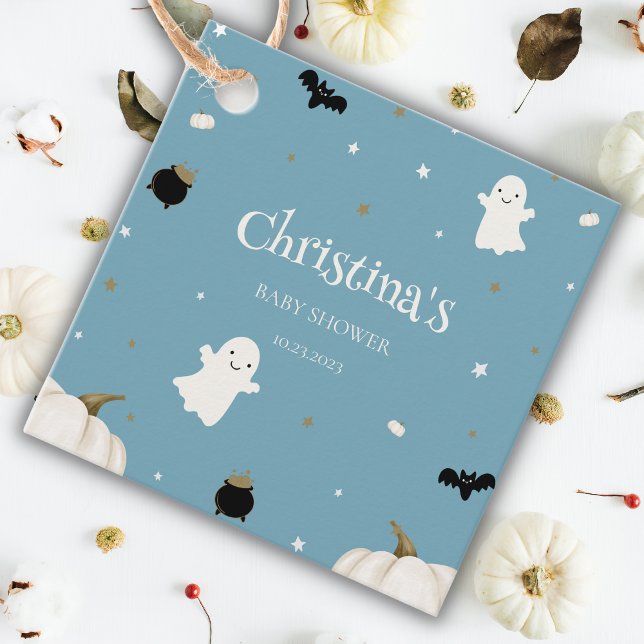 Halloween Baby Shower Pastel Blue Geschenkanhänger (Von Creator hochgeladen)