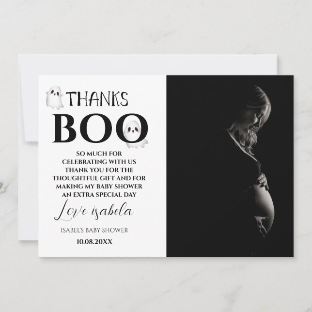 Halloween Baby Shower Photo Thank You Card Dankeskarte (Vorderseite)