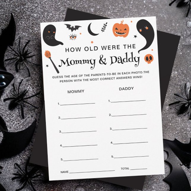 Halloween Baby shower Quel Âge Ont-Ils Jeu Carte (Créateur téléchargé)