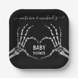 Halloween Baby Shower Skeleton Hands Herz Pappteller