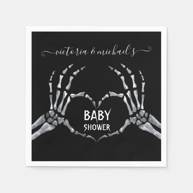 Halloween Baby Shower Skeleton Hands Herz Serviette (Vorderseite)