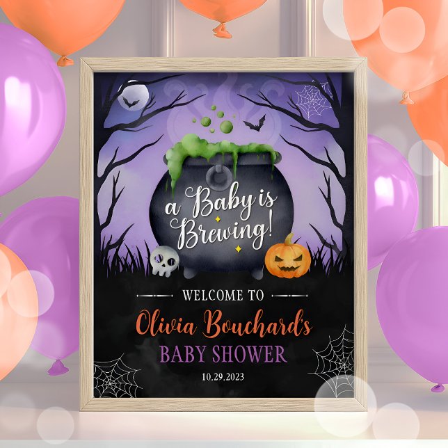 Halloween Baby Shower Willkommensschild wird braue Poster (Von Creator hochgeladen)