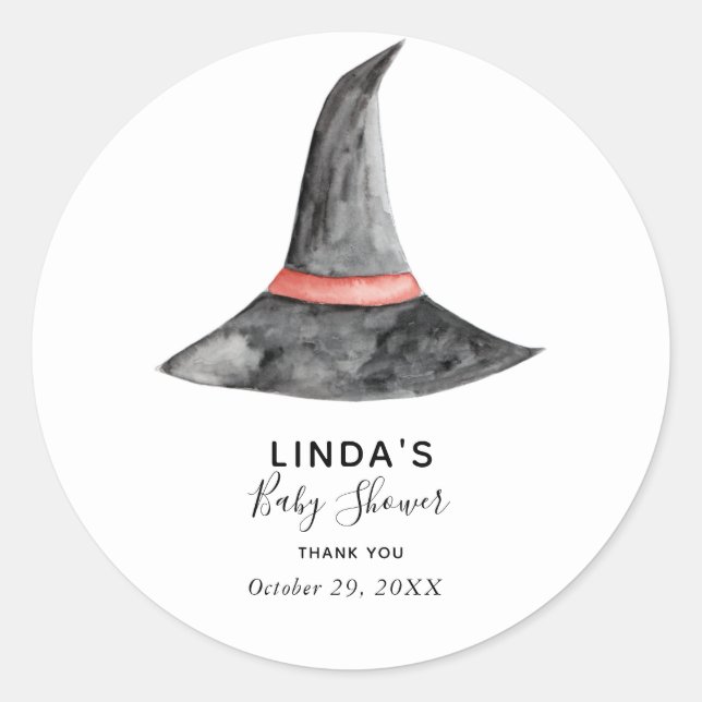 Halloween Baby Shower Witch's Hat Simple Elegant Runder Aufkleber (Vorderseite)