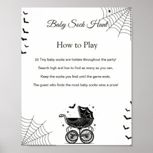 Halloween-Baby-Socken-Suche-Baby-Shower-Spiel-Schi Poster